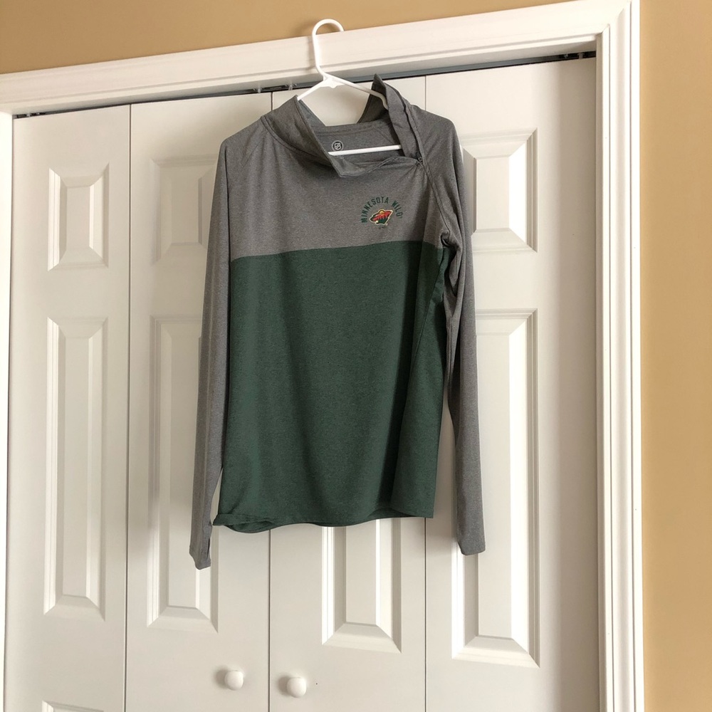 MN Wild quarter zip w/ zipper diagonal on side. Very unique and comfy!